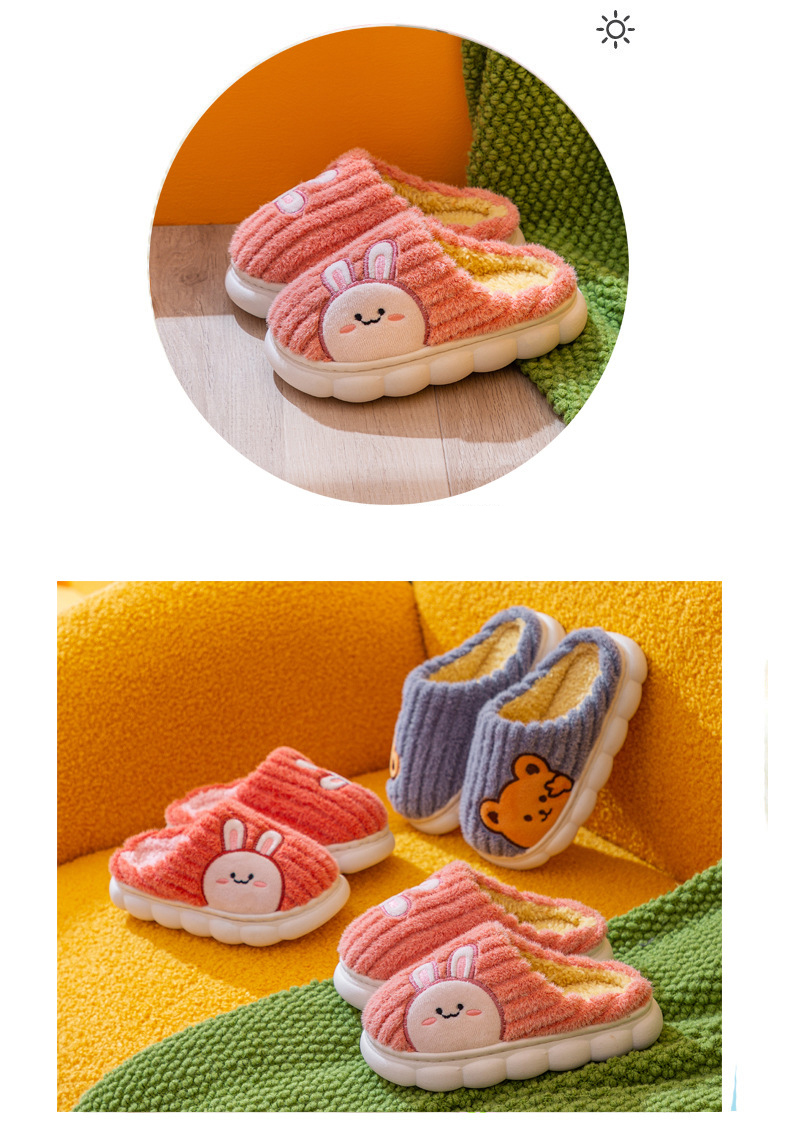 Fashion Girls Boys Fur Slides Cotton Slipper Shoes Children Winter Warm Indoor Slippers