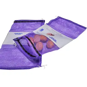 Fornecedor da China sacos leno de malha de costura pp l roxo para embalagem de 60 kg de batatas e cebola com etiqueta personalizada impressa
