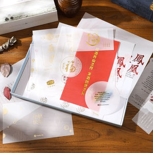 Dibujo personalizado de recuerdo de papel de mantequilla forrado faja caja de regalo de té impresión de papel translúcido - Product Image 1