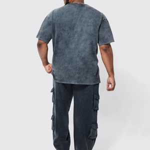 Men's Acid Wash T-<b>Shirt</b> Oversized Vintage Streetwear Hip Hop Style 100% Cotton Knitted Customizable Logo Eco-Friendly Quick Dry - Product Image 3