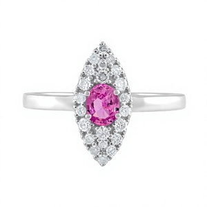 Bague en saphir rose et diamant en argent sterling 925 - Product Image 2