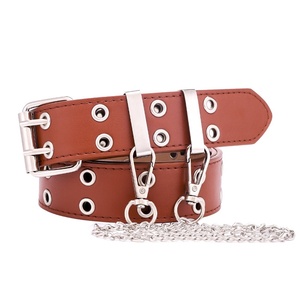 Nouvelle ceinture large pour femme style punk à double rangée de boutons, boucle ardillon en alliage, décoration chaîne, marque Jessi, largeur 3,3 cm, longueur 110 cm - Product Image 5