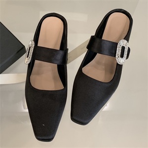 XSD - Mules Personalizados de Tacón Bajo para Mujer, Zapatos Negros Cómodos con Punta Cerrada, Sandalias de Verano para Exteriores - Product Image 3