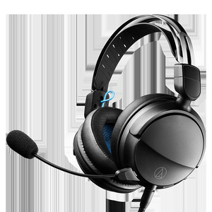 Casque audio filaire Audio Technica ATH-GL3 avec micro pour jeux, style bandeau blanc et noir - Product Image 2