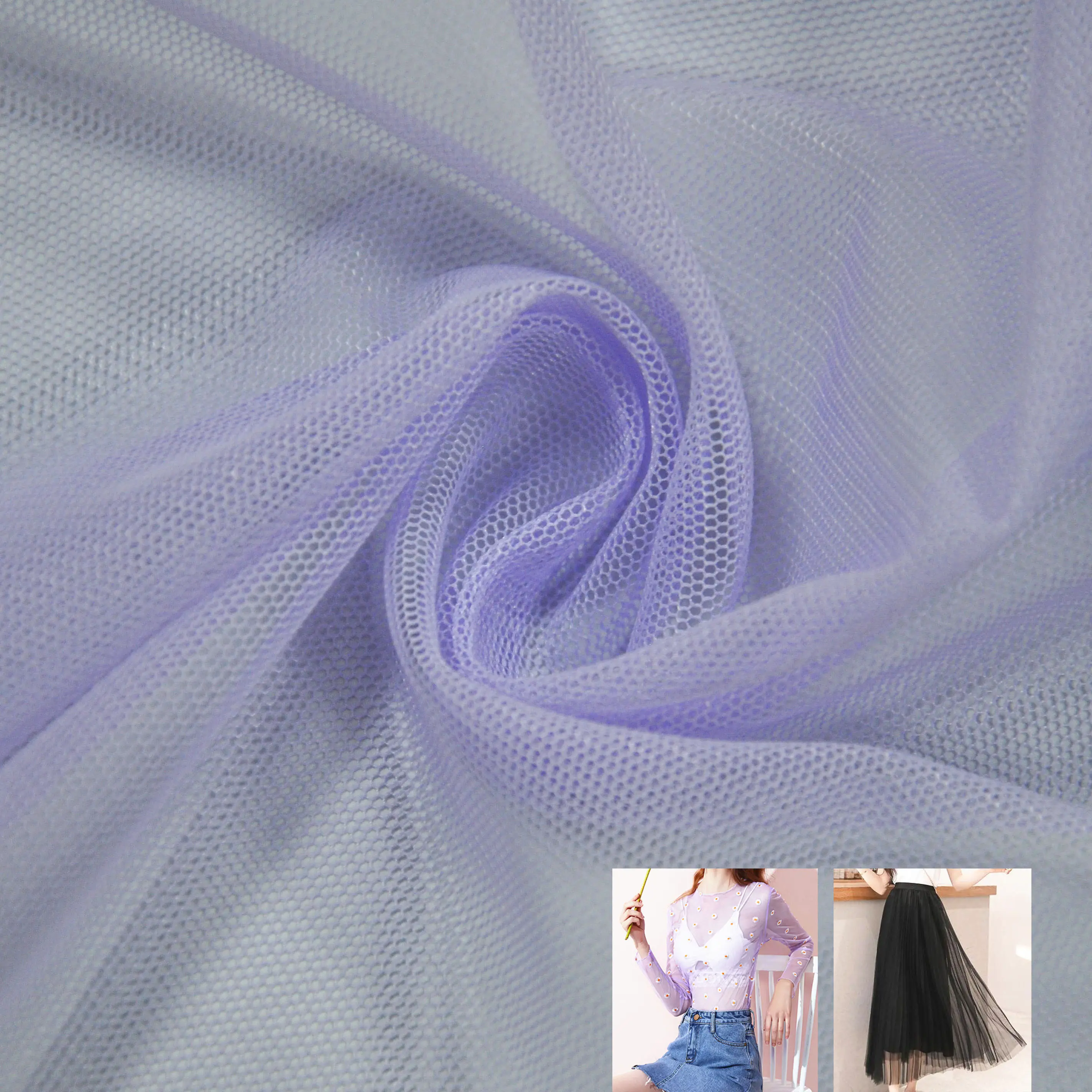 Suzhou Meidao Plain mosquito net fabric roll mesh fabric stretch fabric for dresses veil Tulle dance props