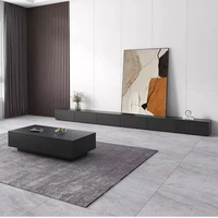 Ensemble Meuble TV et Table Basse Noir Moderne de Luxe Mural pour Salon Chambre Hôtel Centre Commercial – Montage Facile