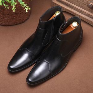 Bottes pour hommes, tailles 37-44 disponibles, cuir véritable, chaussures d'hiver de haute qualité - Product Image 4