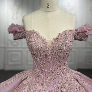 Robes de soirée de mariée et de bal en dentelle rose princesse, taille plus, épaules dénudées, Jancember 9932-1 - Product Image 6