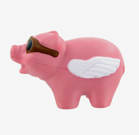 Porte-clés anti-stress personnalisé en forme de cochon volant, idéal pour les événements promotionnels sur le thème de l'aviation