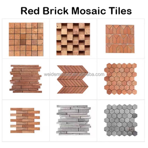 Mosaïque en terre cuite et acier inoxydable, mosaïque en métal et argile pour la décoration des murs et des sols, design rustique moderne - Product Image 4