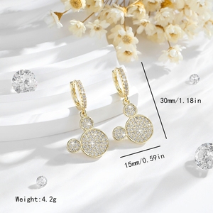 مجوهرات أنيقة لطيفة تصميم ميكي ماوس 14 قيراط مطلية بالذهب الزركون بسعر الجملة - Product Image 4