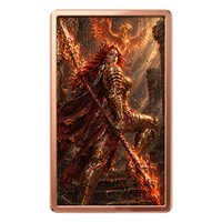 Pièces de monnaie en cuivre à haute relief 1 oz .999 Cuivre pur rectangulaire Pièce de monnaie Guerrier Phénix de Feu Impression UV colorée Pièces de monnaie en cuivre
