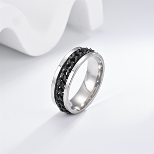 Cincin Putar Stainless Steel Gaya Sederhana 8mm Model Tutup Botol Bir untuk Wanita dan Pria Grosir - Product Image 5