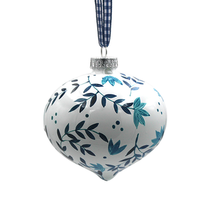 Ornements de Noël en verre blanc peints à la main, fabriqués directement en usine, motifs bleus luxueux, décorations de Noël pour cadeaux de fête - Product Image 3