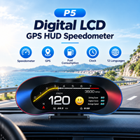 2025 BARU Layar Sentuh LCD Digital GPS HUD Speedometer P5 5,5 Inci untuk Mobil dengan 12 Bahasa, Jam & Konsumsi Bahan Bakar