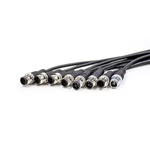 Custom Length Waterproof M8 3 4 5 6 8 Pole Pin Male Female Wire Power Electrical Plug Connector Cable