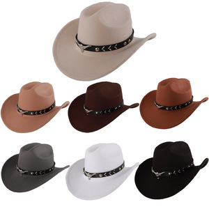 Sombrero de Vaquero con Cinturón de Cabeza de Toro, Accesorio de Moda, Protección Solar, Cálido, Resistente al Viento, Poliéster, Primavera 2025 - Product Image 2