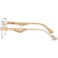 Monture de lunettes Borregls en corne de buffle pour hommes, marque de luxe, sans monture, grandes lunettes surdimensionnées, lunettes optiques pour femmes 0042
