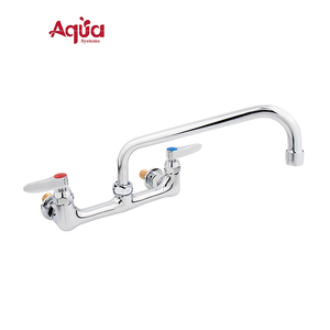 Grifo de Cocina de Doble Manija para Agua Fría y Caliente, Montado en la Pared, Grado Comercial, con Caño Largo Giratorio - Product Image 2