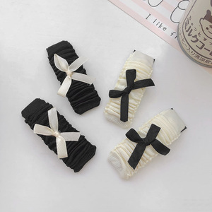 Black and white ruffled hair <b>clips</b>, <b>bow</b> hair ties, French-style hair accessories, super fairy-like hair ties, bangs <b>clips</b>, - Product Image 4