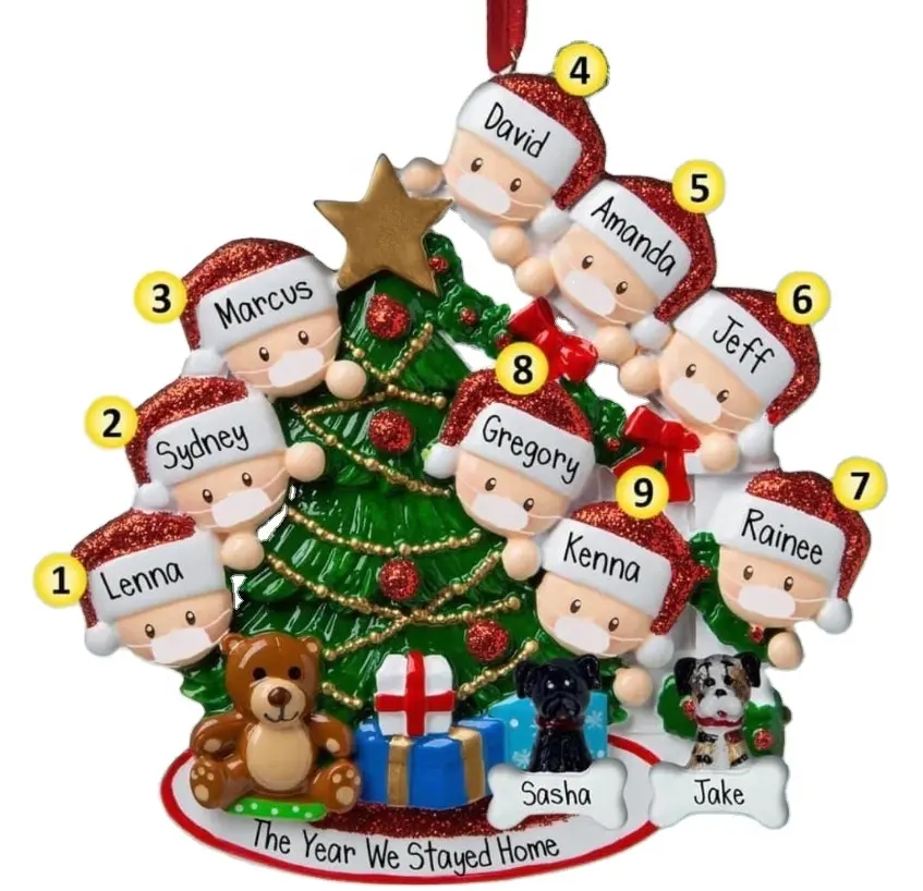 Frohe Weihnachten frohes Neujahrs-Anhänger-Ornament Harz-Türdekoration für Haus erweiterte Familie Harz-Hängeschmuck