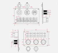 Panneau de commande 6 interrupteurs à bascule avec LED bleues, 5 broches, double ports USB pour voitures, motos, bateaux