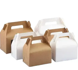 Kotak piknik permen kue roti kustom pabrik kotak kertas bawa makanan untuk pengemasan kotak hadiah kecil lipat kreatif