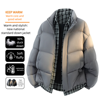 Veste d'hiver pour homme à col montant, style rétro décontracté, personnalisable avec logo, coupe-vent, anti-froid, effet deux pièces