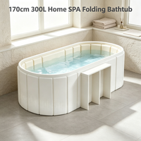 Baignoire pliante pour spa à domicile de 170 cm et 300 L avec table de soutien latérale intégrée, baignoire isolée en PVC