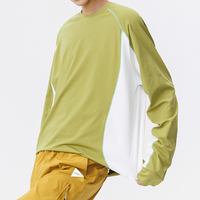 Haut de sport pour homme à manches longues, col rond, color block, séchage rapide, respirant, pour l'entraînement, vente directe usine
