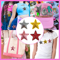 Lot de mini-appliques thermocollantes multicolores en forme d'étoile à paillettes, brodées à cinq branches, pour la décoration de chapeaux, chaussures, sacs et vêtements