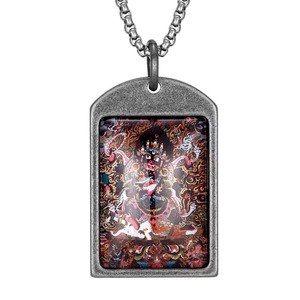 Pendentif Mahakala à six bras de style Thangka, forme bouclier, serti en clos, collier unisexe pour usage quotidien 216070 - Product Image 4