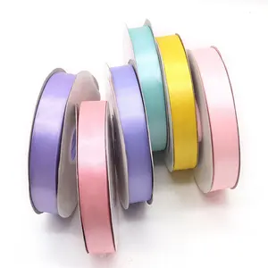 Nhà Máy Tùy Chỉnh Lụa Đầy Màu Sắc Đúp Phải Đối Mặt Với 1 Inch Satin Ribbon Với Logo