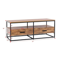 Meubles de maison sur mesure, salon, style nordique minimaliste, table basse en bois avec cadre en métal et deux tiroirs pour le rangement