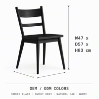 Chaise de salle à manger en chêne massif, dossier en échelle, finition mate à base d'eau, mobilier OEM ODM pour la maison, le café et l'hôtel