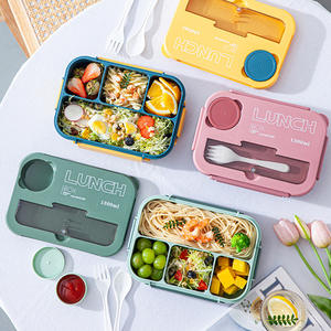 Nueva Lonchera de Plástico para Microondas con 4 Compartimentos, Recipientes para Alimentos para Oficina, 1.3L, Juego de Loncheras Bento Portátiles - Product Image 2