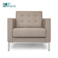 Conjunto de sofá de cuero PU con Base de acero de lujo moderno de diseño europeo, de gama alta, moderno, 2 plazas, vestíbulo del hotel, Oficina de recepción, CEO