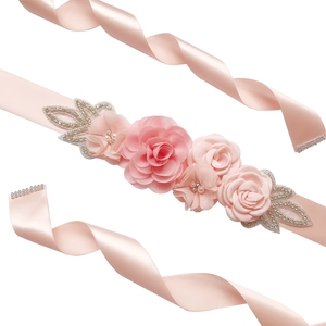 Cinturón de Perlas y Rosas para Boda, Faja de Seda con Flores para Dama de Honor, Vestido de Maternidad, Sesión de Fotos, Decoración para Despedida de Soltera, Accesorio para la Cintura - Product Image 3