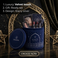 Boîte cylindrique en papier velours bleu nuit, emballage cadeau de luxe pour cosmétiques, ensemble de maquillage