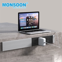 Prise de table encastrée pour meubles de cuisine, dissimulée, avec couvercle coulissant unique et ports USB Type-C