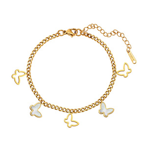 Bijoux de plage d'été tendance, plaqué or 18 carats PVD, acier inoxydable, chevillères en forme de coquille et de papillon, adaptées aux femmes. - Product Image 1