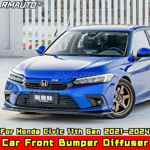 For Civic Body Kit Front Bumper <b>Splitter</b> Glossy Black RS Style Bumper Spoiler for Honda Civic 11th Gen 2021-2024 Car Accessories - Product Image 2