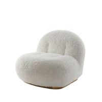 Fauteuil de salon confortable en tissu Teddy de style nordique moderne, housse ignifuge, structure en bois, pieds en acier inoxydable - Salon, chambre, hôtel