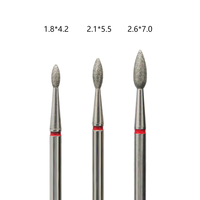 Manucure russe rouge Fine petite flamme diamant foret à ongles cuticule acier inoxydable foret à ongles goutte