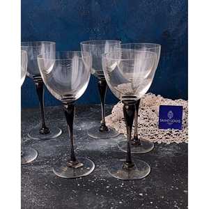 Juego de Seis Copas de Vino de Cristal de Saint Louis, Diseño Clásico Hecho a Mano, con Base Ahumada para Vino de Postre - Product Image 3