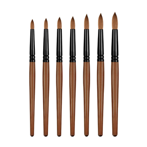 Pinceau à ongles en acrylique avec manche en bois brun, design simple, tailles personnalisées pour la poudre acrylique et la manucure - Product Image 1