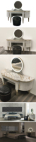 Coiffeuse de maquillage nordique personnalisée, en marbre, pour enfant et adulte, blanche avec miroir et tabouret