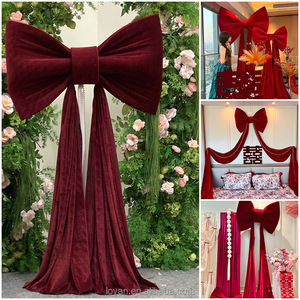 Décoration suspendue moderne extra large en soie de lait rose avec nœud pour mariages, anniversaires ou événements photographiques – Vente en gros - Product Image 2