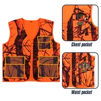 Gilet d'Extérieur pour Hommes, Gilet de Chasse Camo Orange Multi-Poches M-4XL