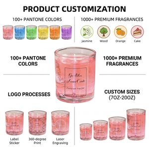 Bougie artisanale en cire de soja, motif floral mignon, parfum de <span class=keywords><strong>jasmin</strong></span>, ensemble cadeau personnalisé pour mariage, anniversaire, vente en gros pour Noël - Product Image 2